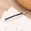 Bobby pin de strass curvo de 6,5 cm prata / preto bling metal grampo de cabelo acessórios de grampo de cabelo de prata